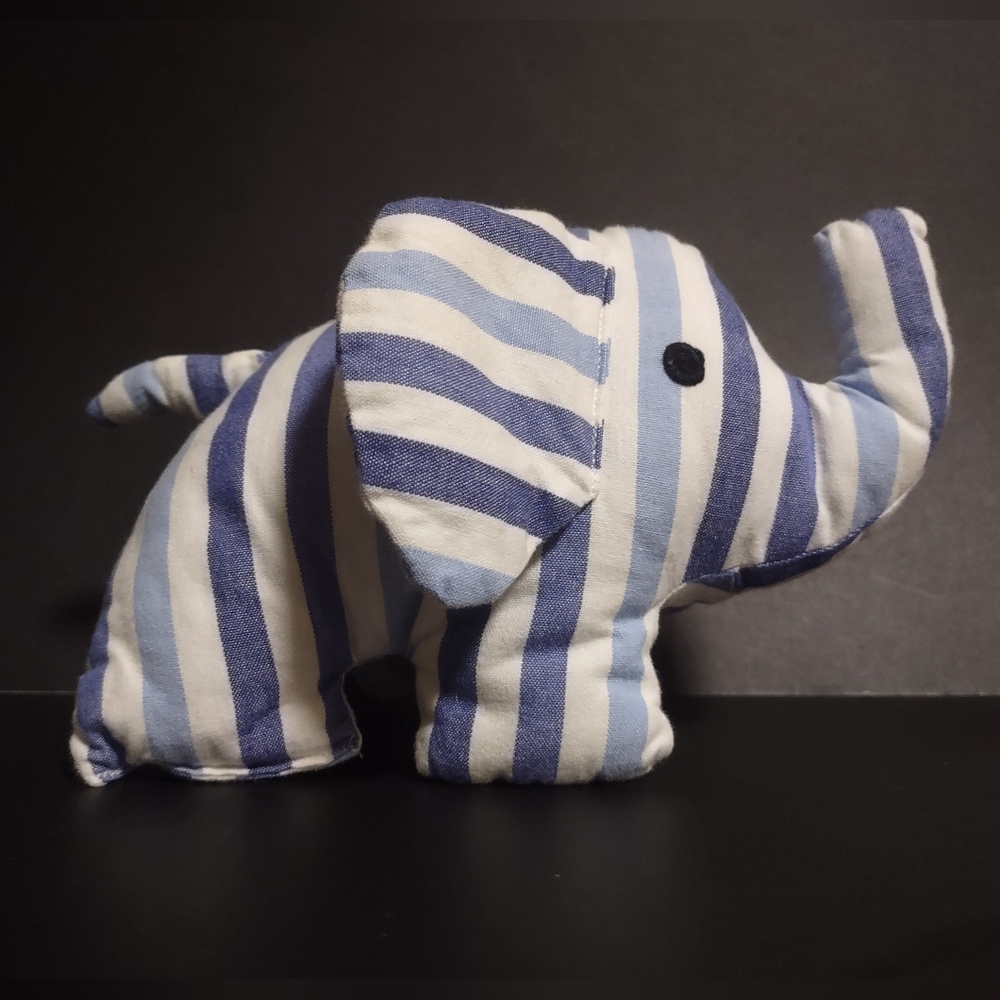Striped Blue and White Elephant Plush